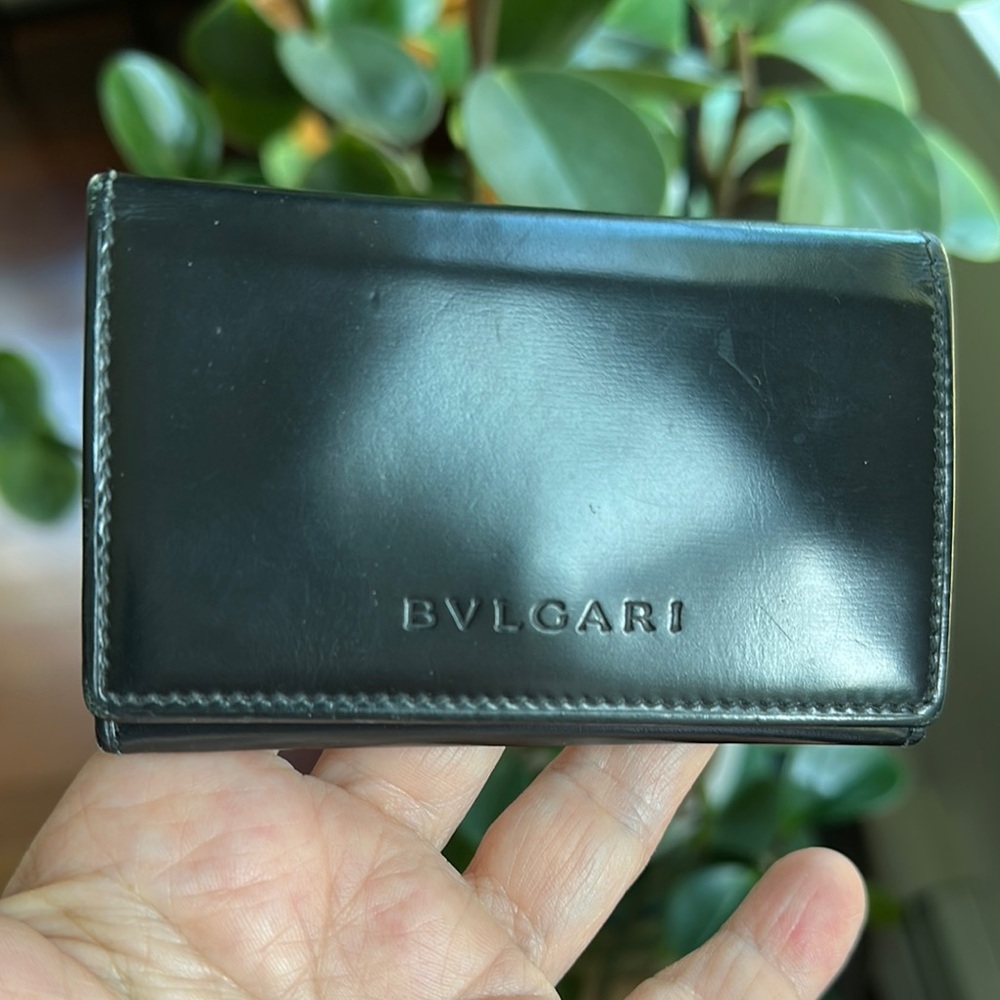 Bvlgari Black Leather Card Case Wallet